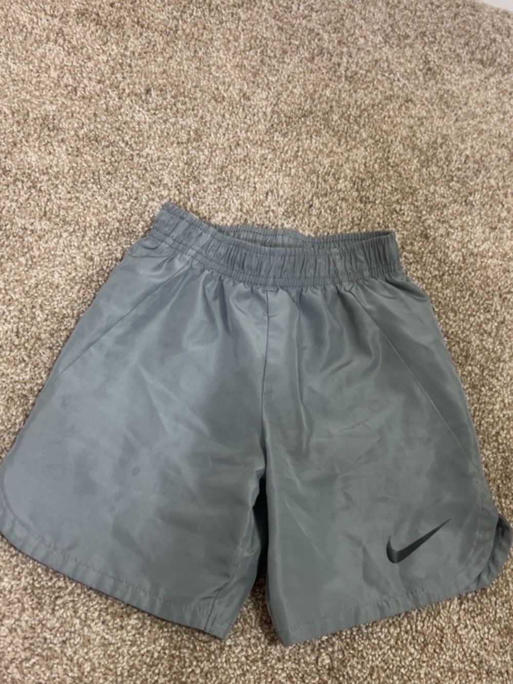 Nike Gray Workout Shorts with Black Swoosh